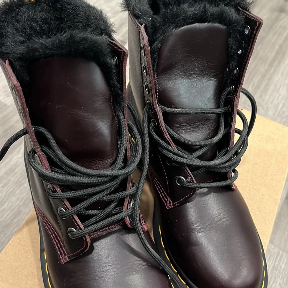 Doc Marten Serena Fur Lined Oxblood Boots - Picture 8 of 9